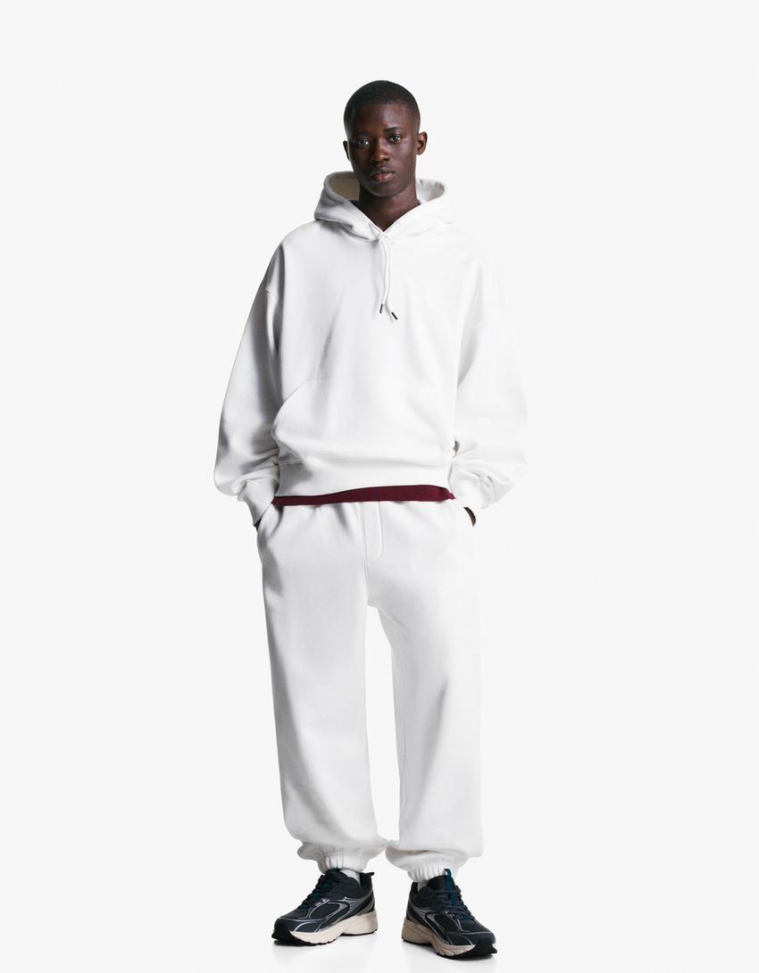 Jogginghose aus Fleece-Weiss-0