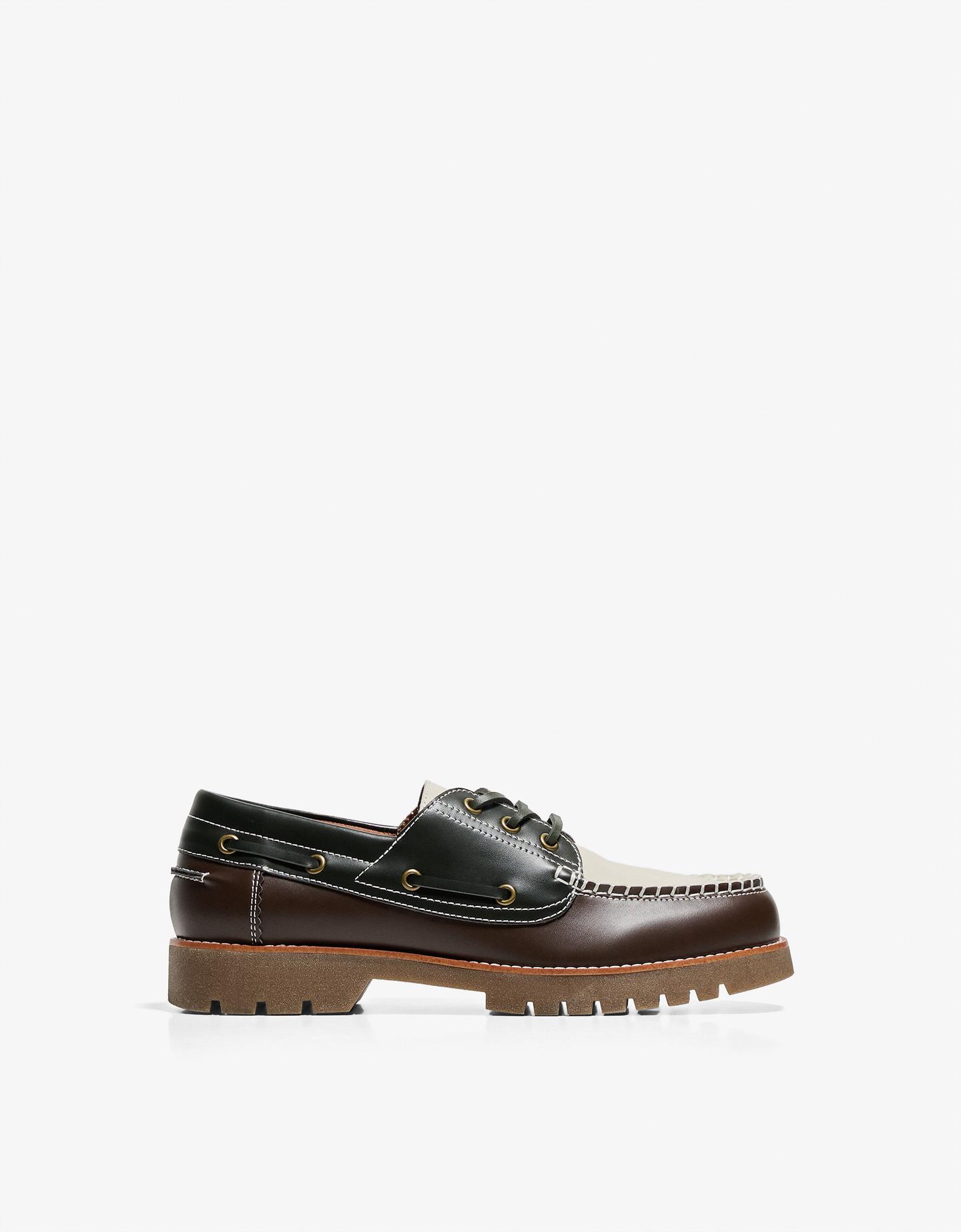 Bershka trójkolorowe buty żeglarskie z wypukłymi elementami wielokolorowy