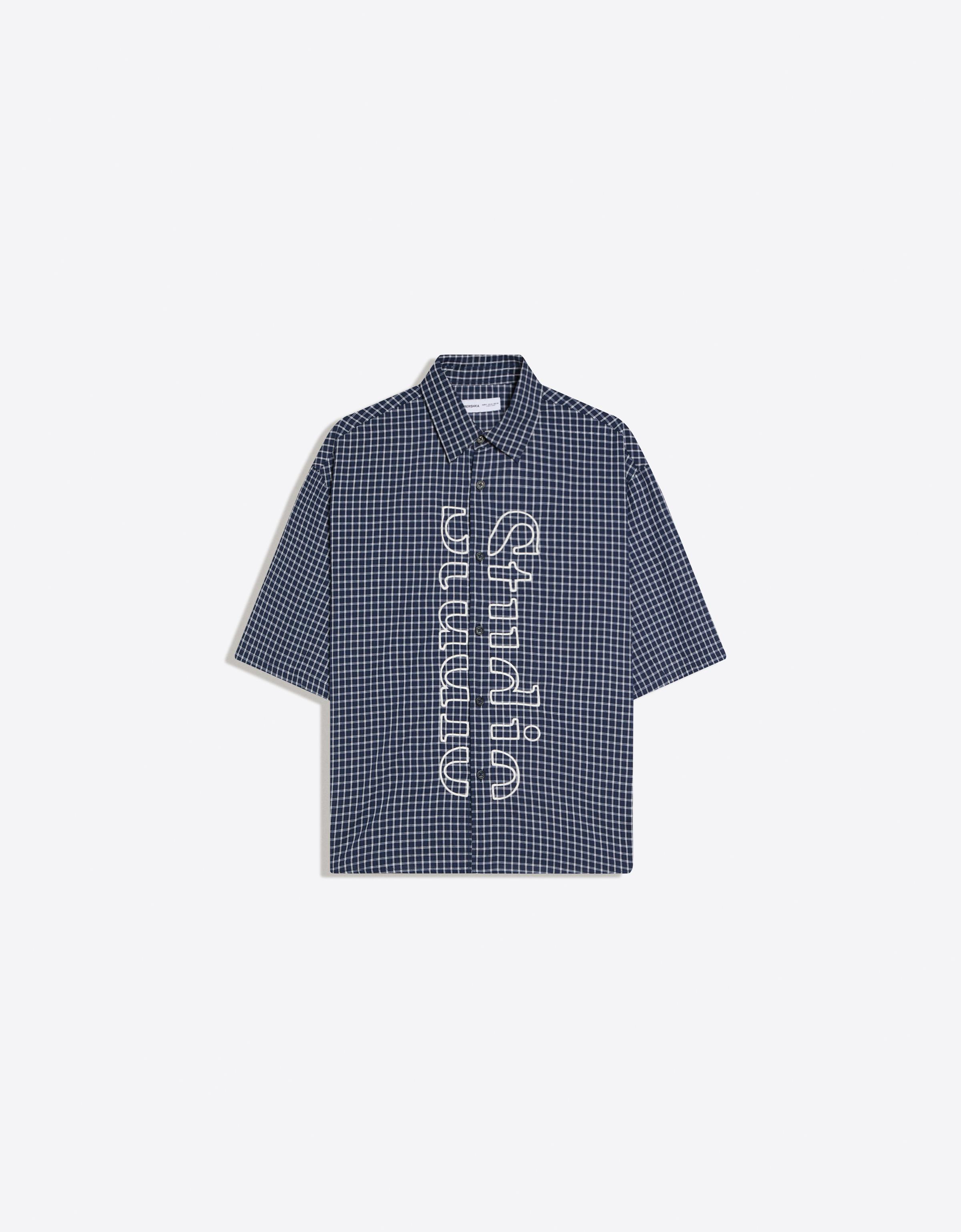 İşlemeli boxy fit kısa kollu gömlek - Görsel 10