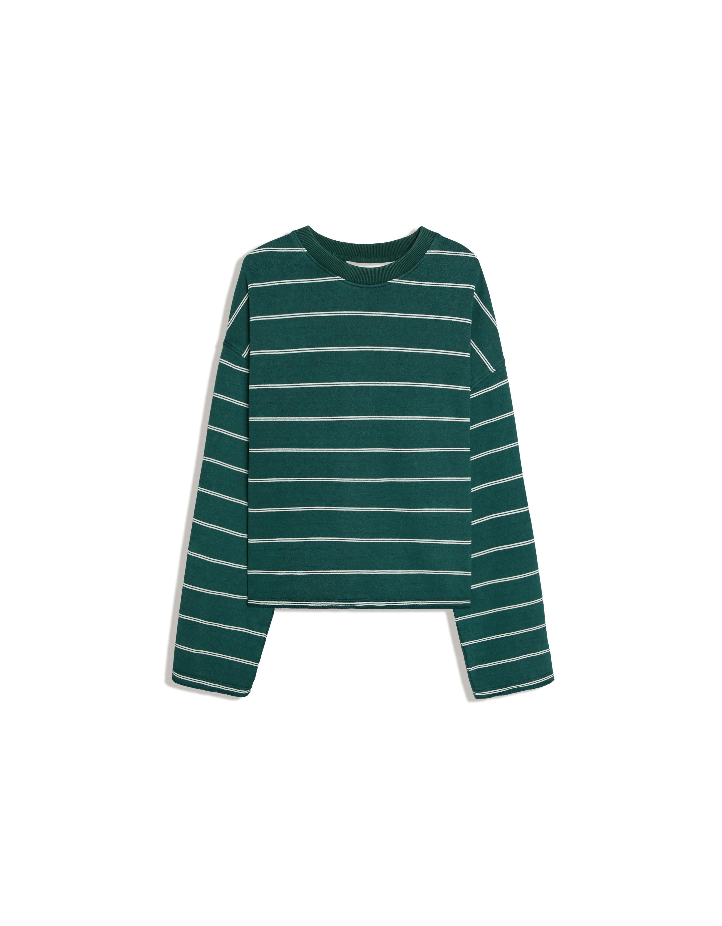 Striped round neck sweatshirt — Green
