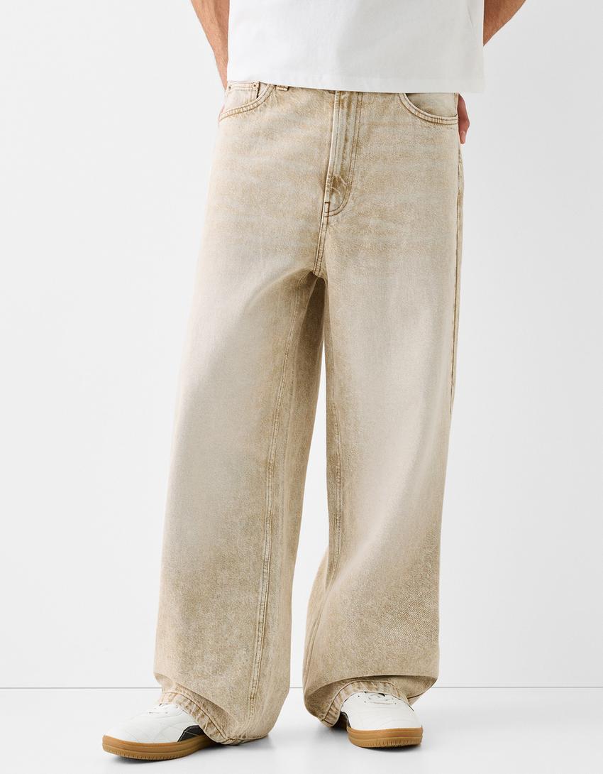 Jeans super baggy-Bege-1