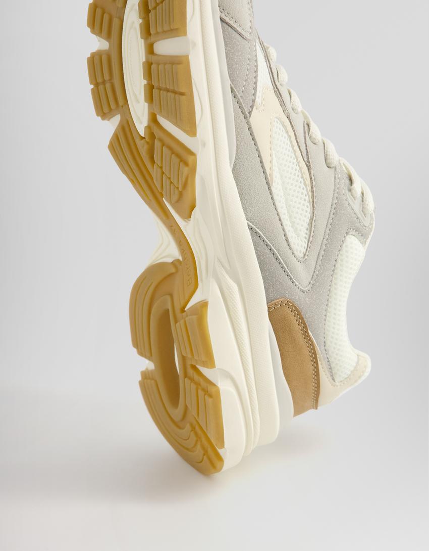 حذاء رياضي بتفاصيل نسيج شبكي-متعدد الألوان-2