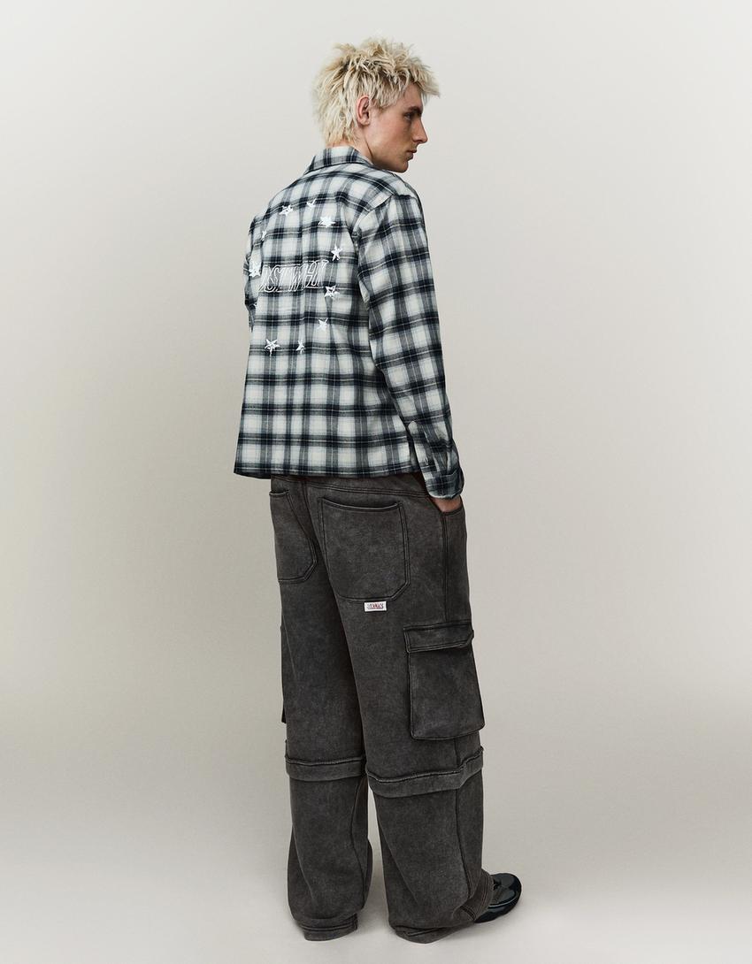 Calça baggy cargo-Cinza