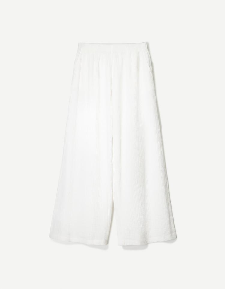 Çift taraflı rustik wide leg pantolon