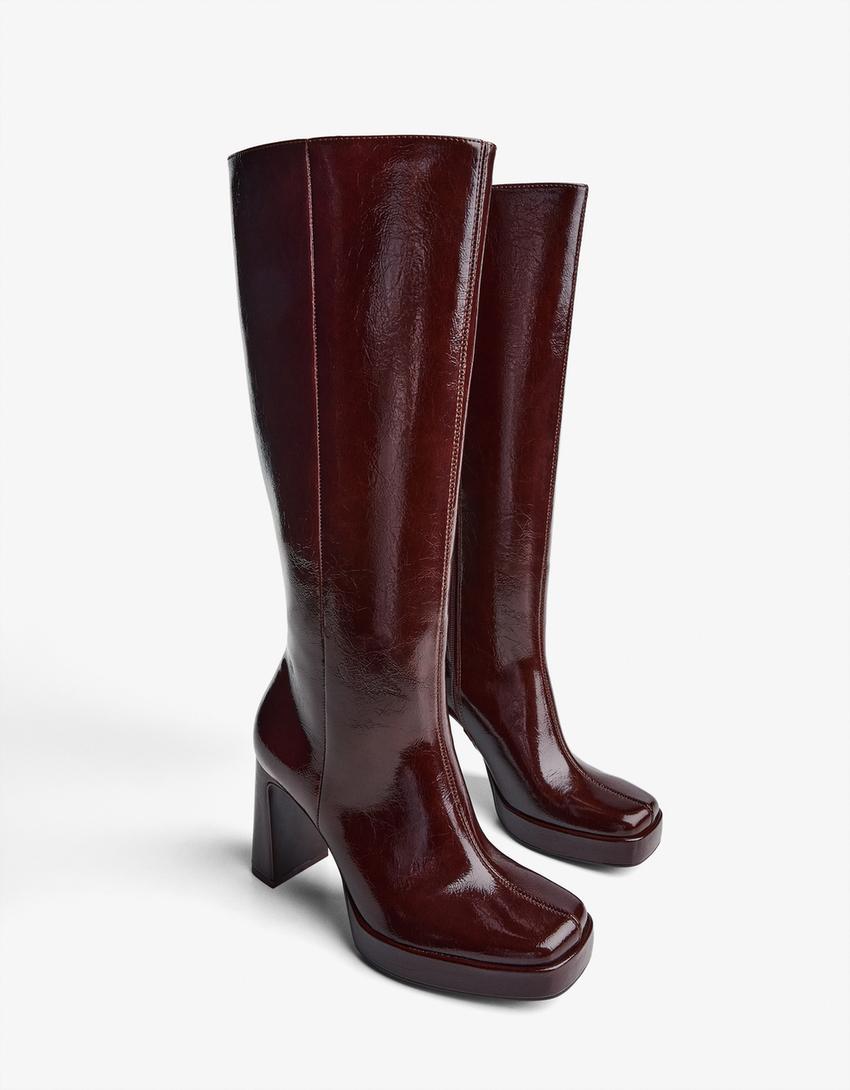 Bottes talon plateforme-Grenat