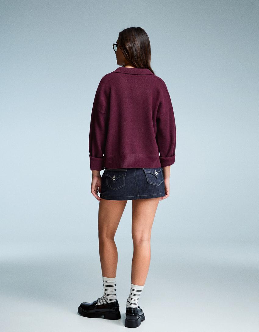 Pull col polo-Bordeaux