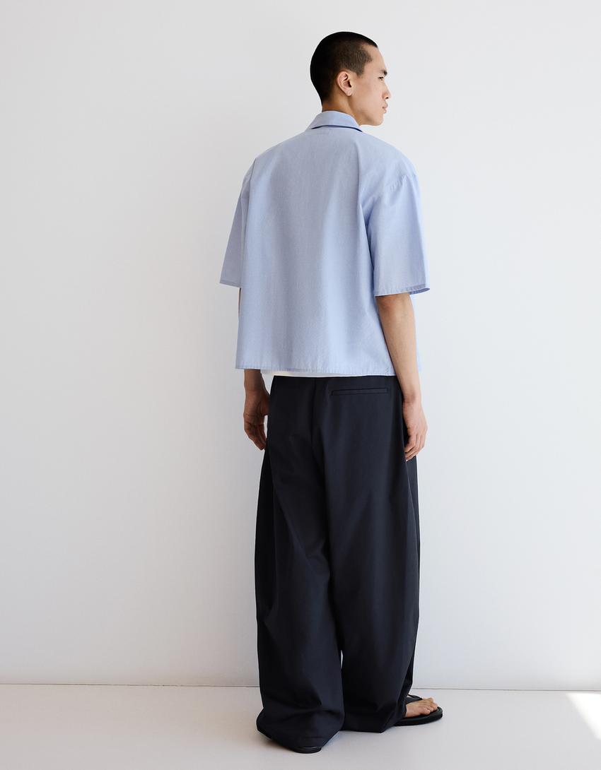 Tailored fit barrel trousers-Navy