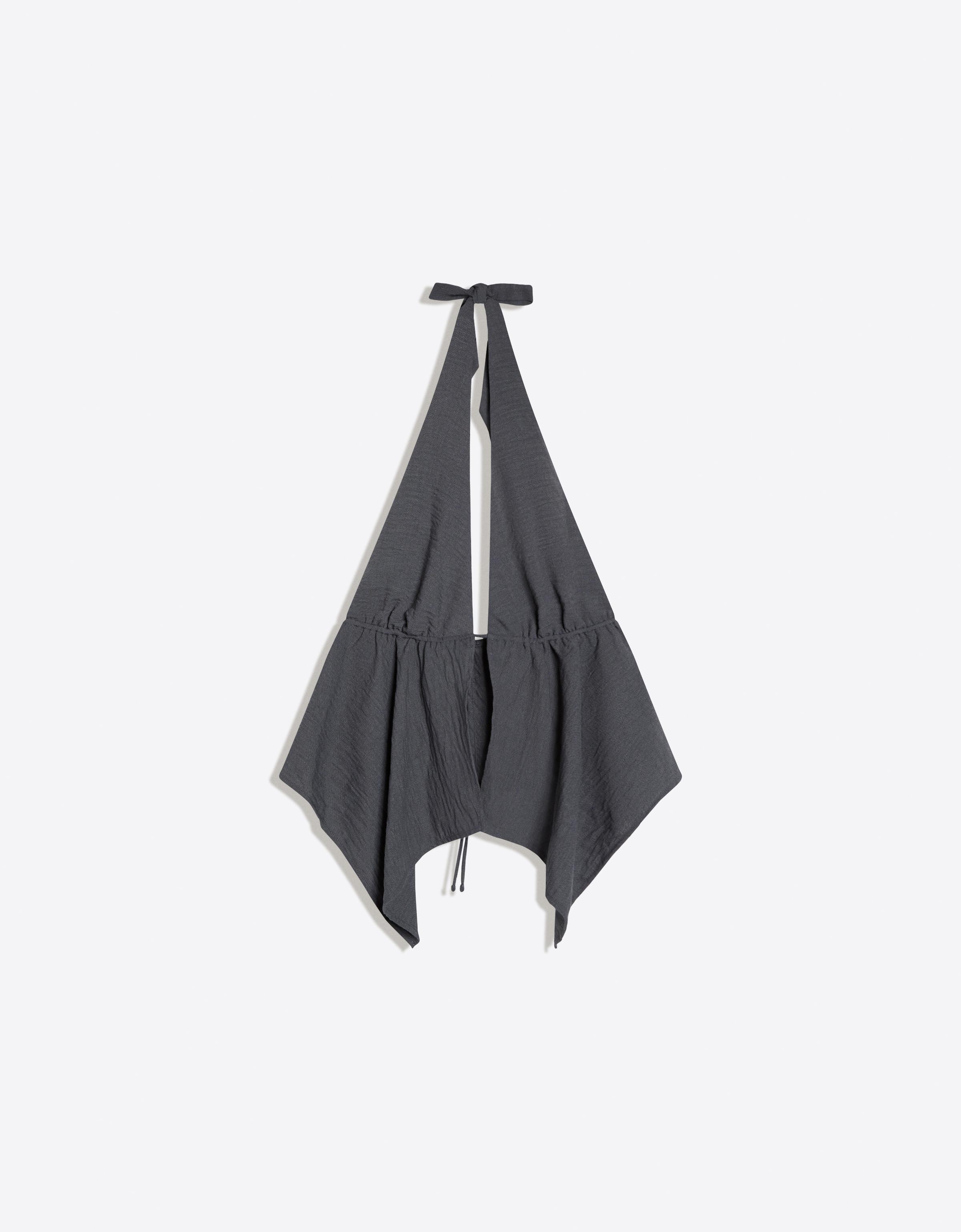 Halter neck tie top — Dark grey