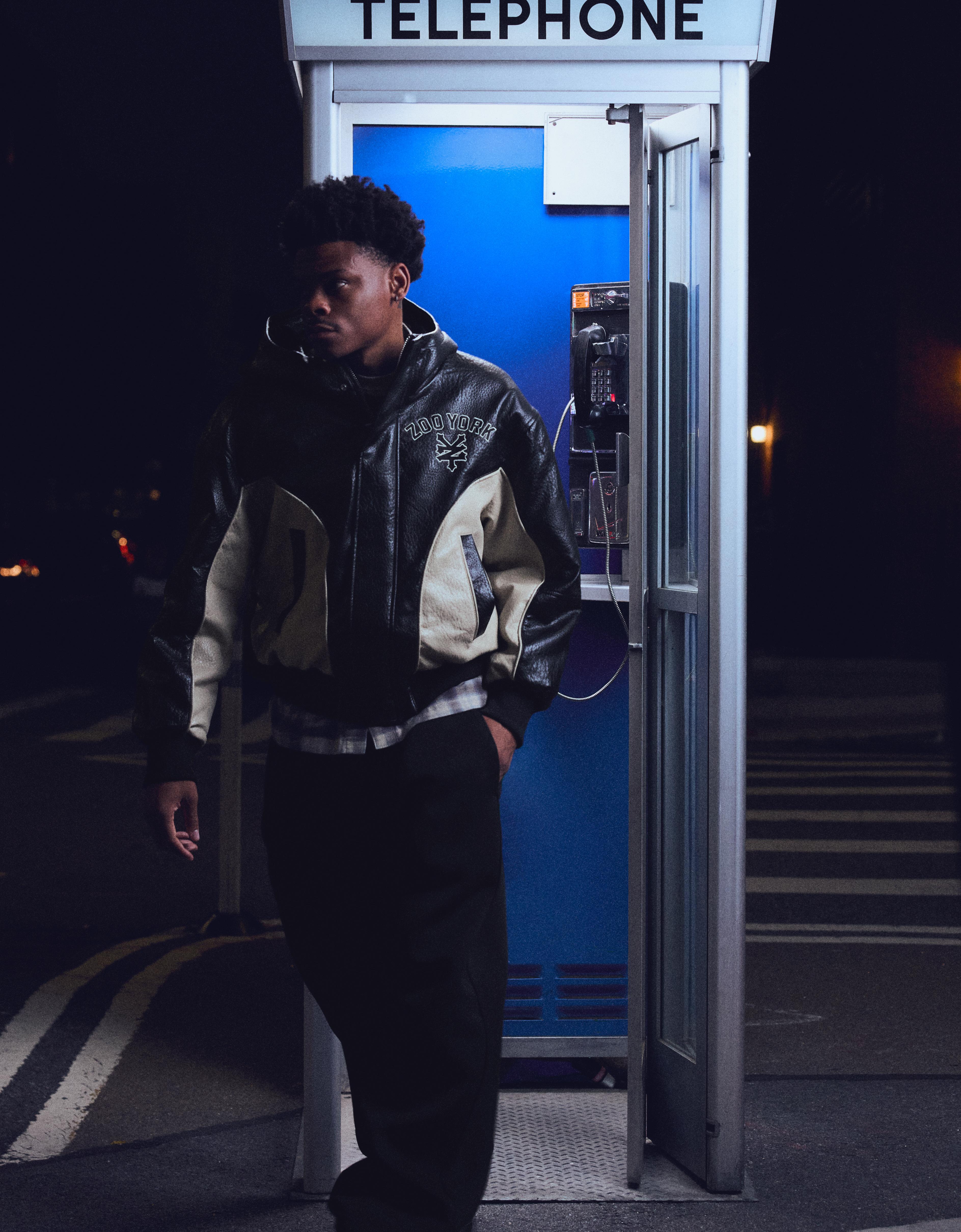 Faux leather hooded jacket ZOO YORK X BERSHKA — Black