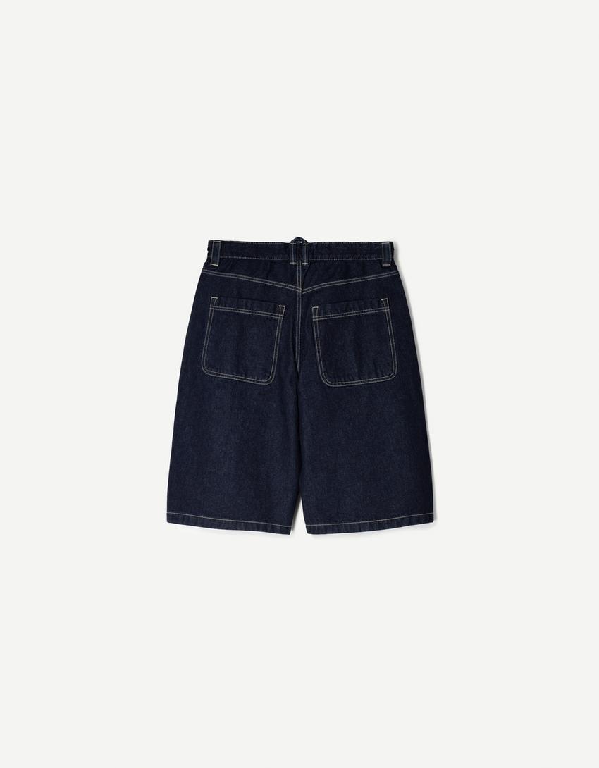 Bermuda jorts in denim skater-Marino-4