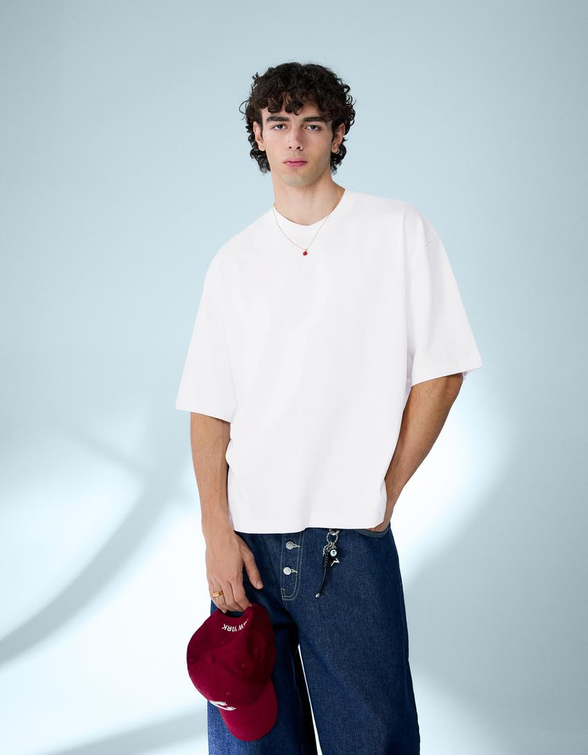 Boxy short sleeve T-shirt-White