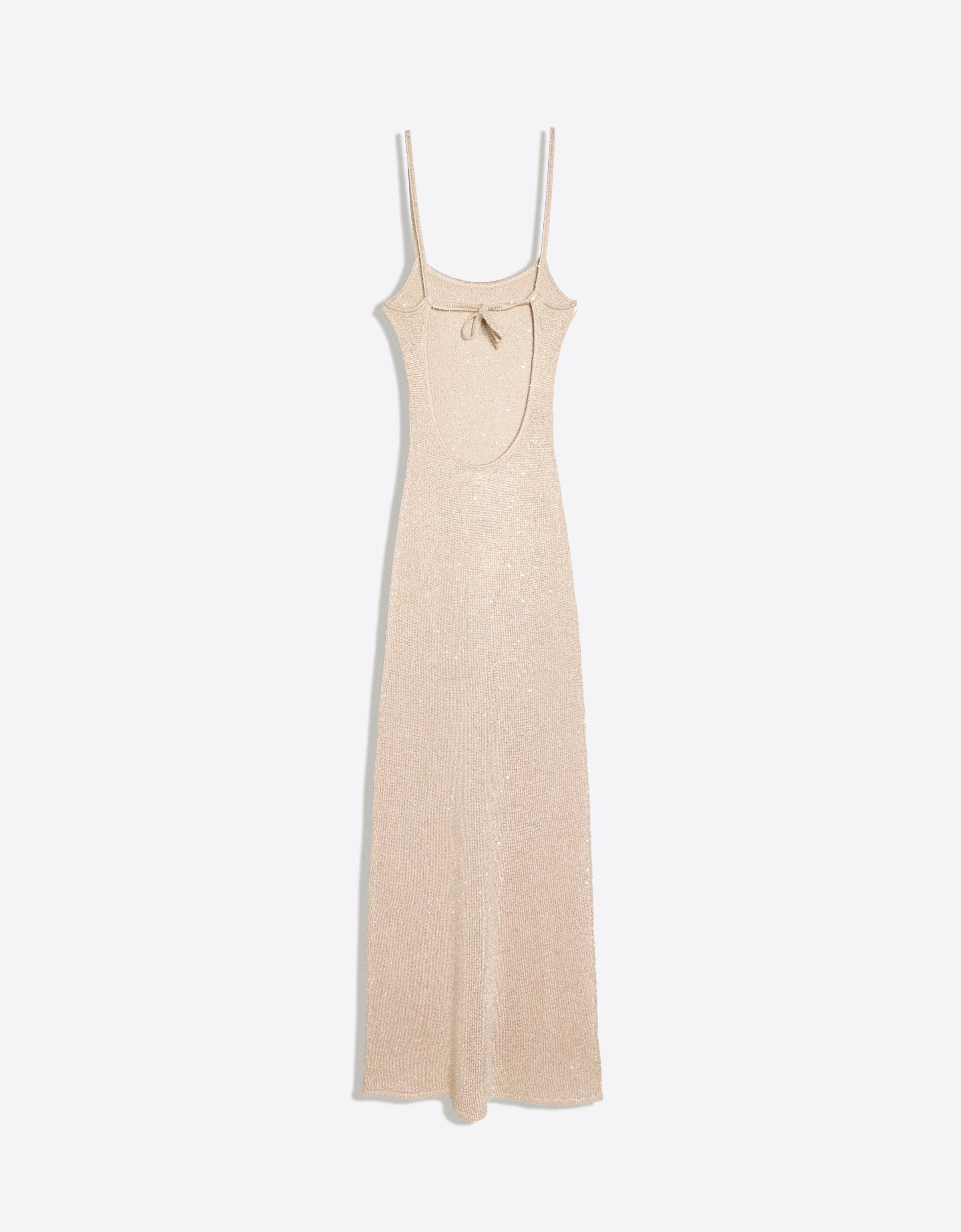 Sequin midi dress with straps — Gold