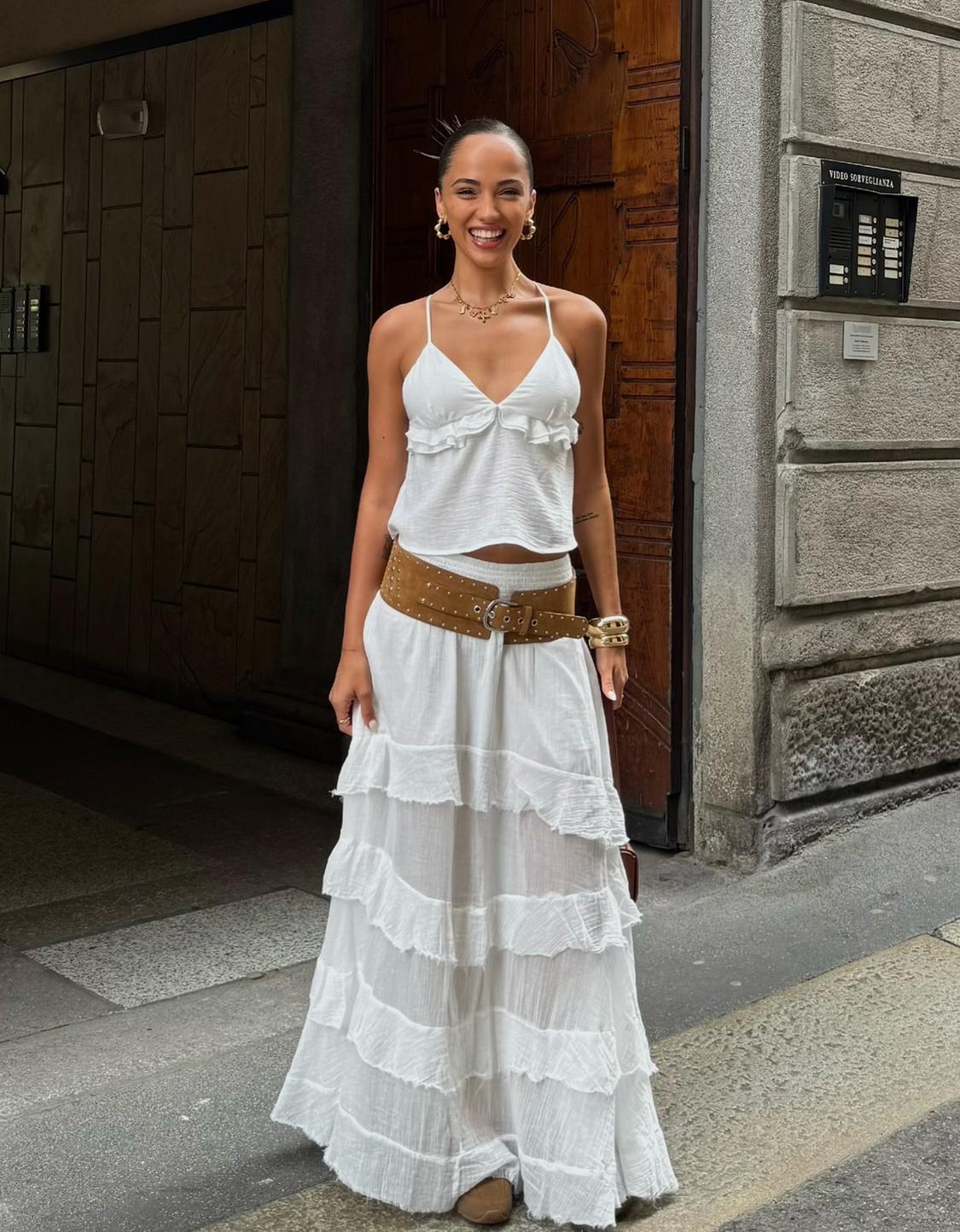 Ruffled maxi skirt