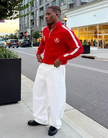 Embroidered zip-up jacket — Red 2
