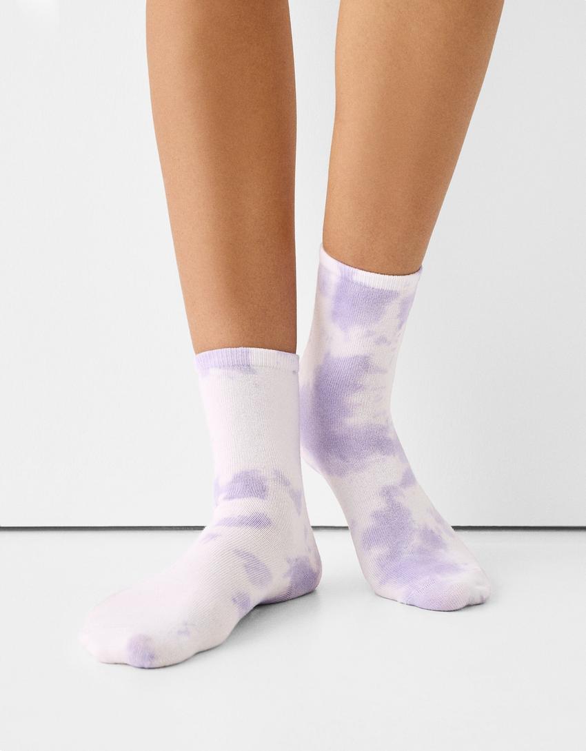 Pack de 3 pares de meias com tie dye-Marrom-3