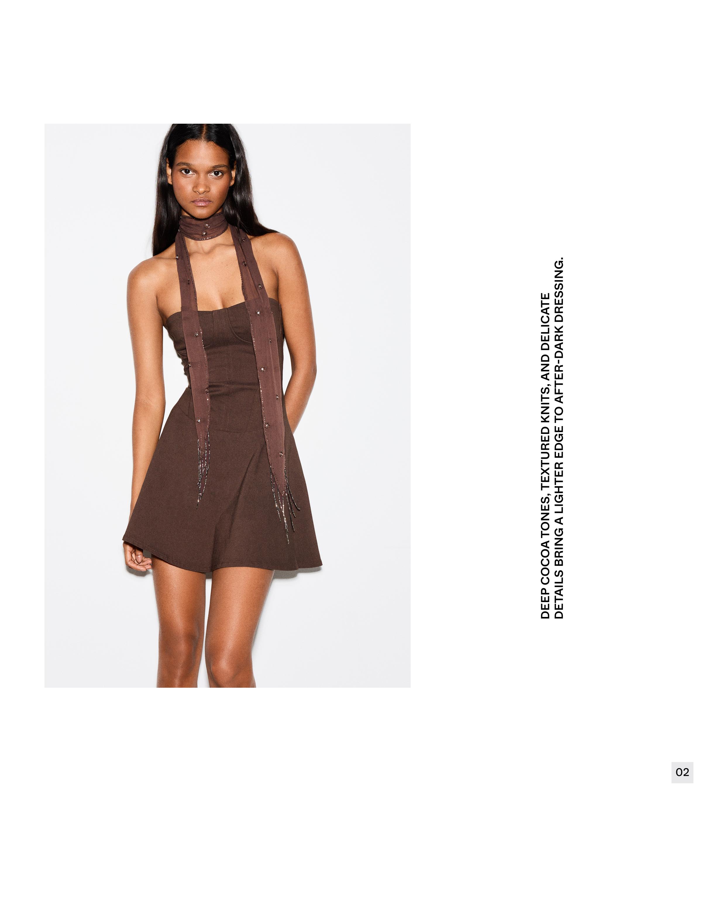 Fringed scarf — Brown