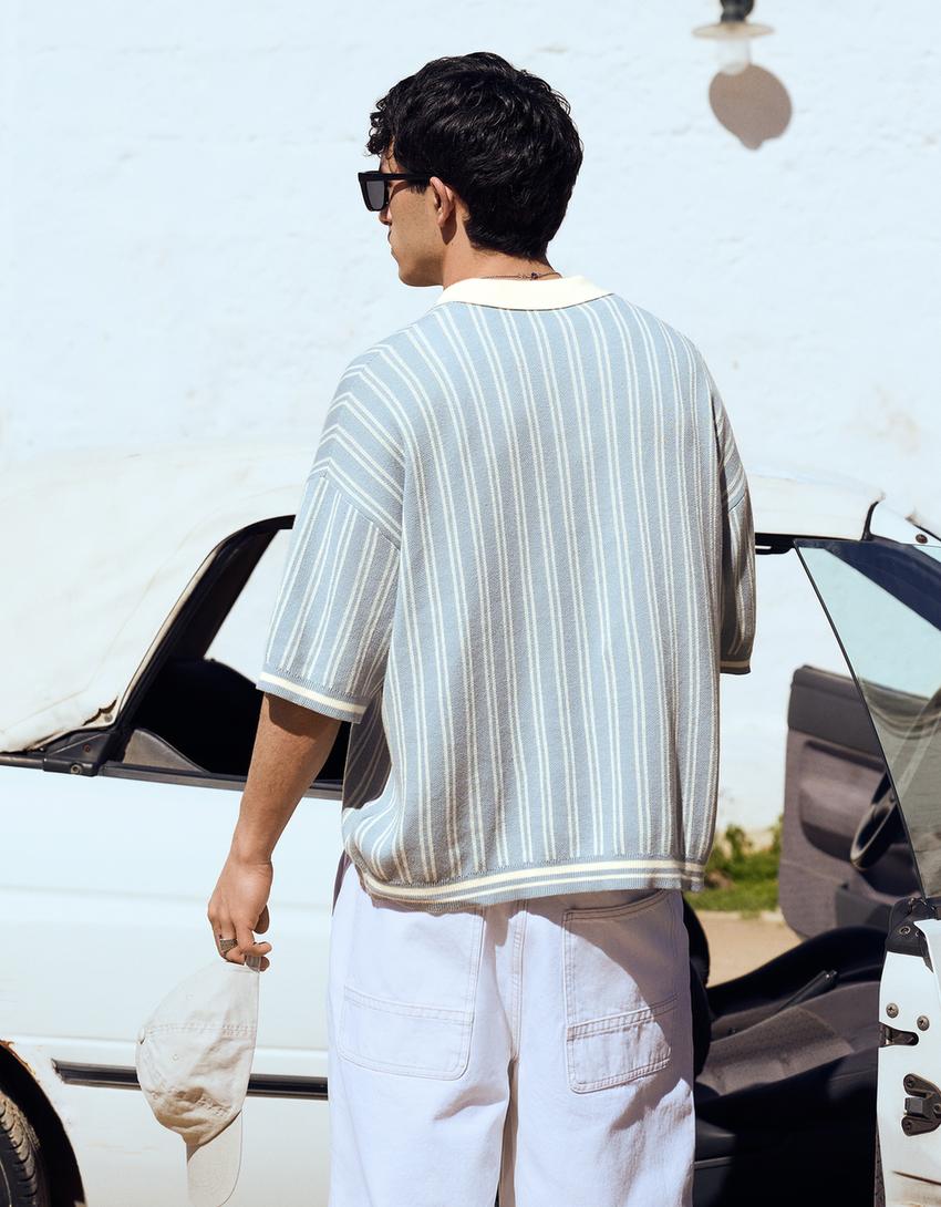 Polo sportiva a maniche corte-Azzurro Chiaro