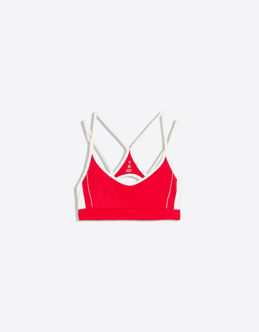 Contrast technical fabric top Breathable & Quick Dry-Red