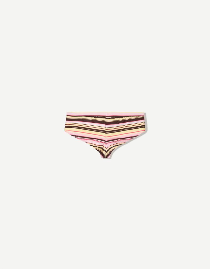 Gestreifte Hot Pants Bikini Hose-Rosa