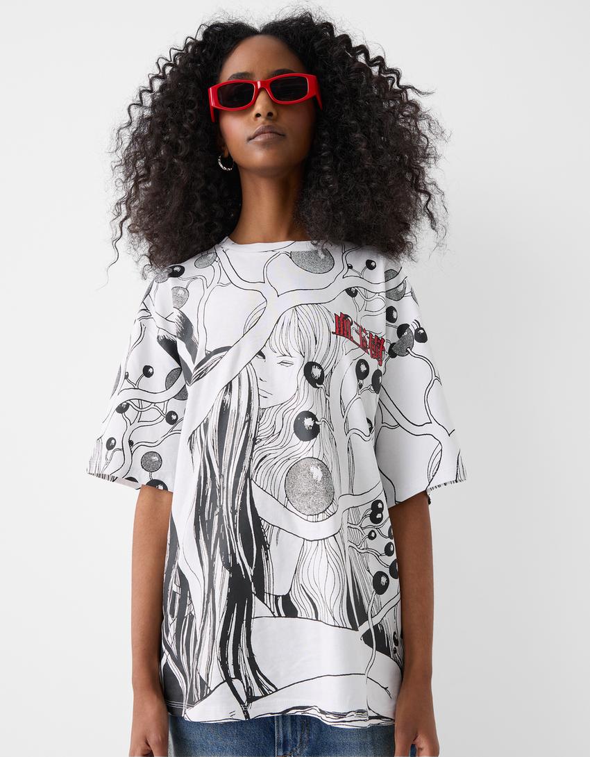 T-shirt manches courtes boxy fit imprimé Junji Ito Collection-Noir-2