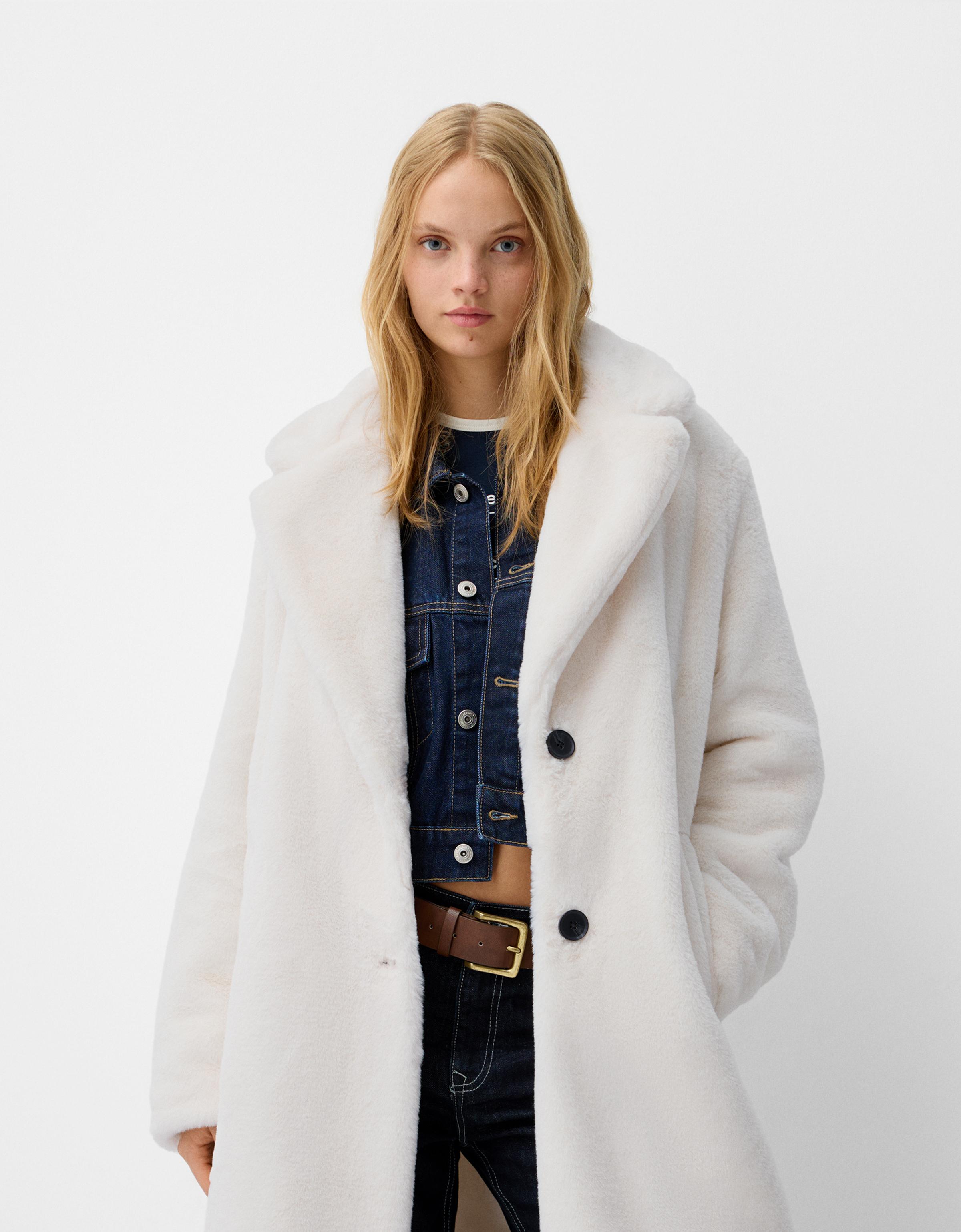 Bershka fluffy coat hotsell