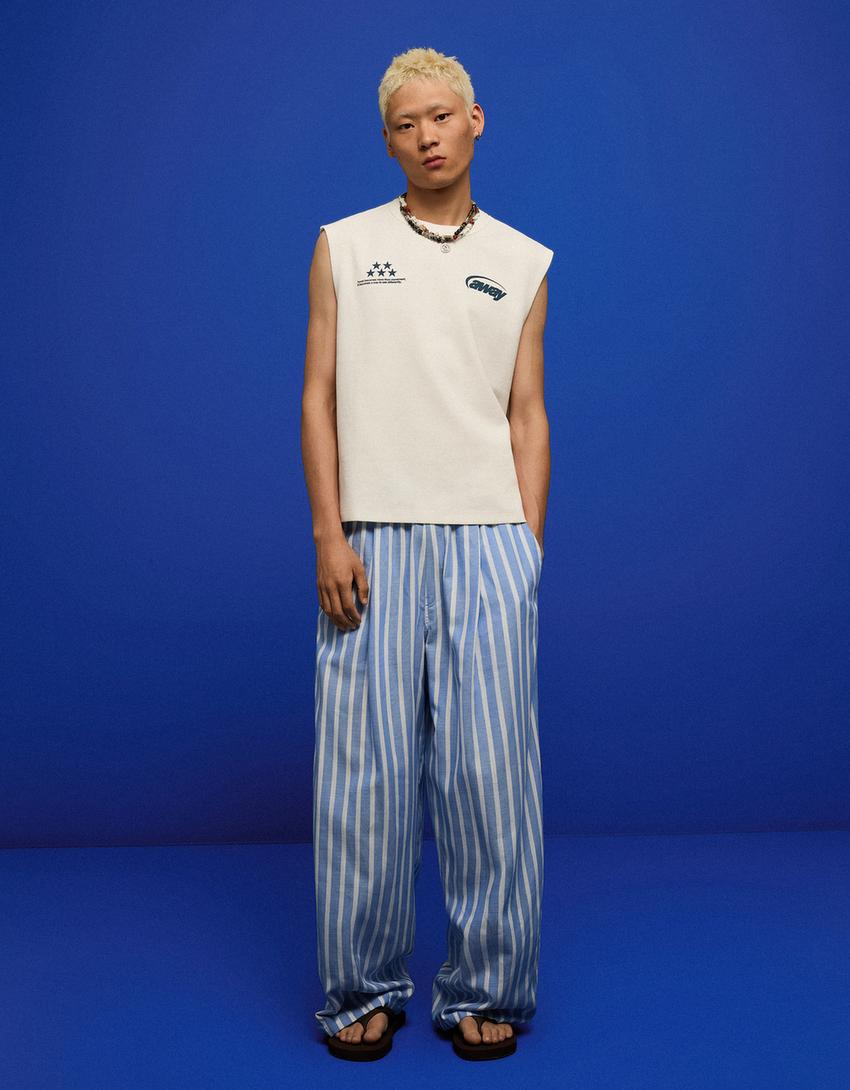 T-shirt workwear à imprimé texturé-Blanc cassé