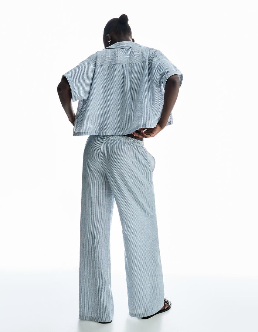 Set aus Hemd und rustikaler Hose-Marinenblau-1