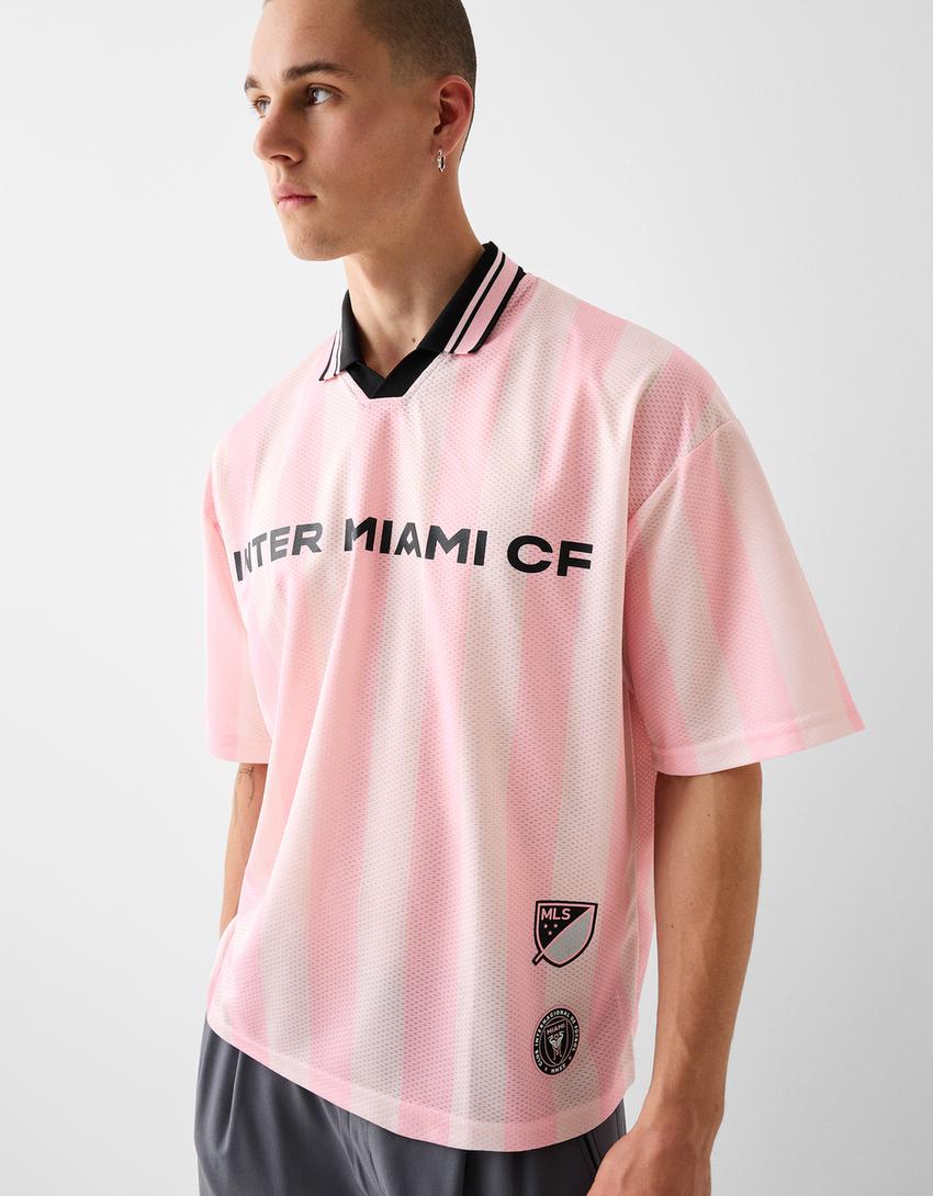 T-shirt polo Inter Miami CF rayures mesh-Rose-4
