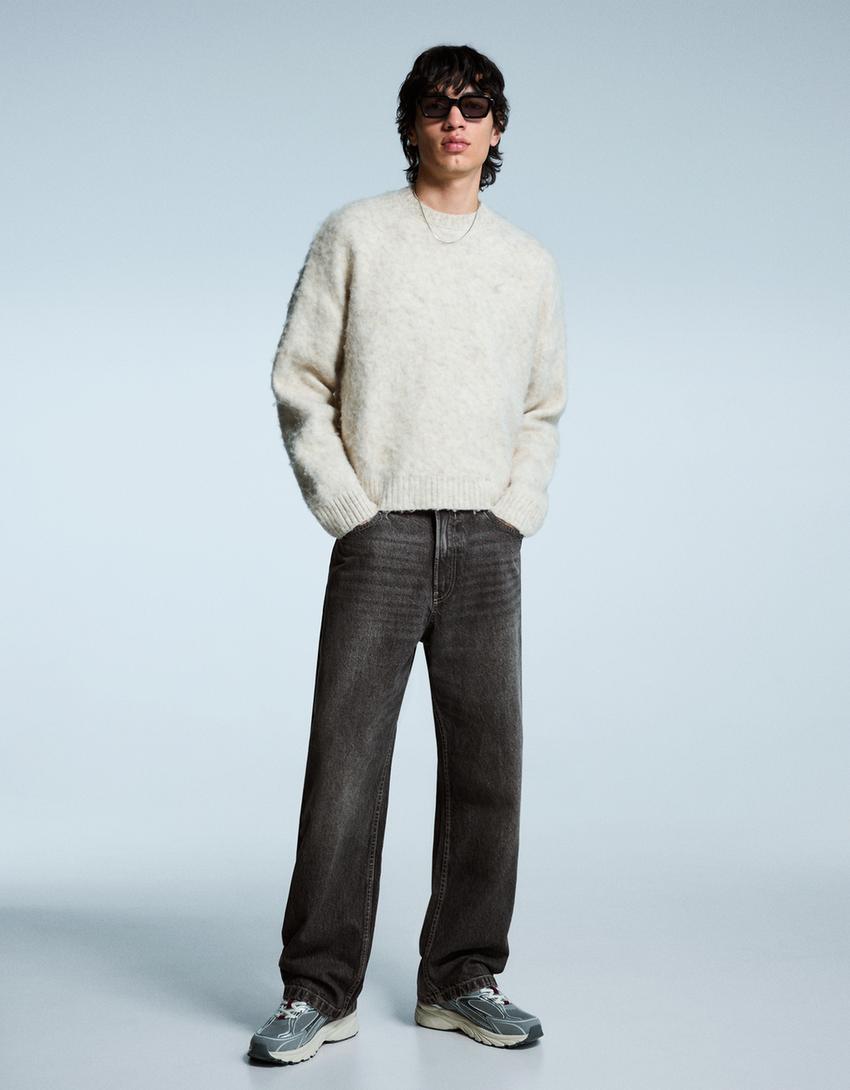 Jeans baggy-Cinzento-escuro