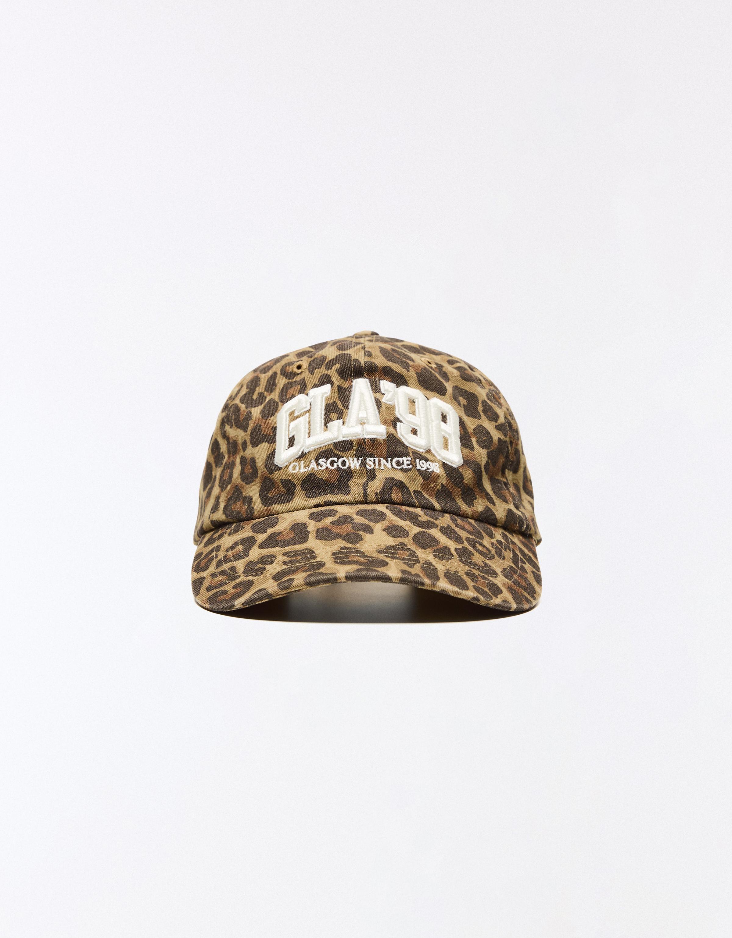 Embroidered animal print cap — Brown