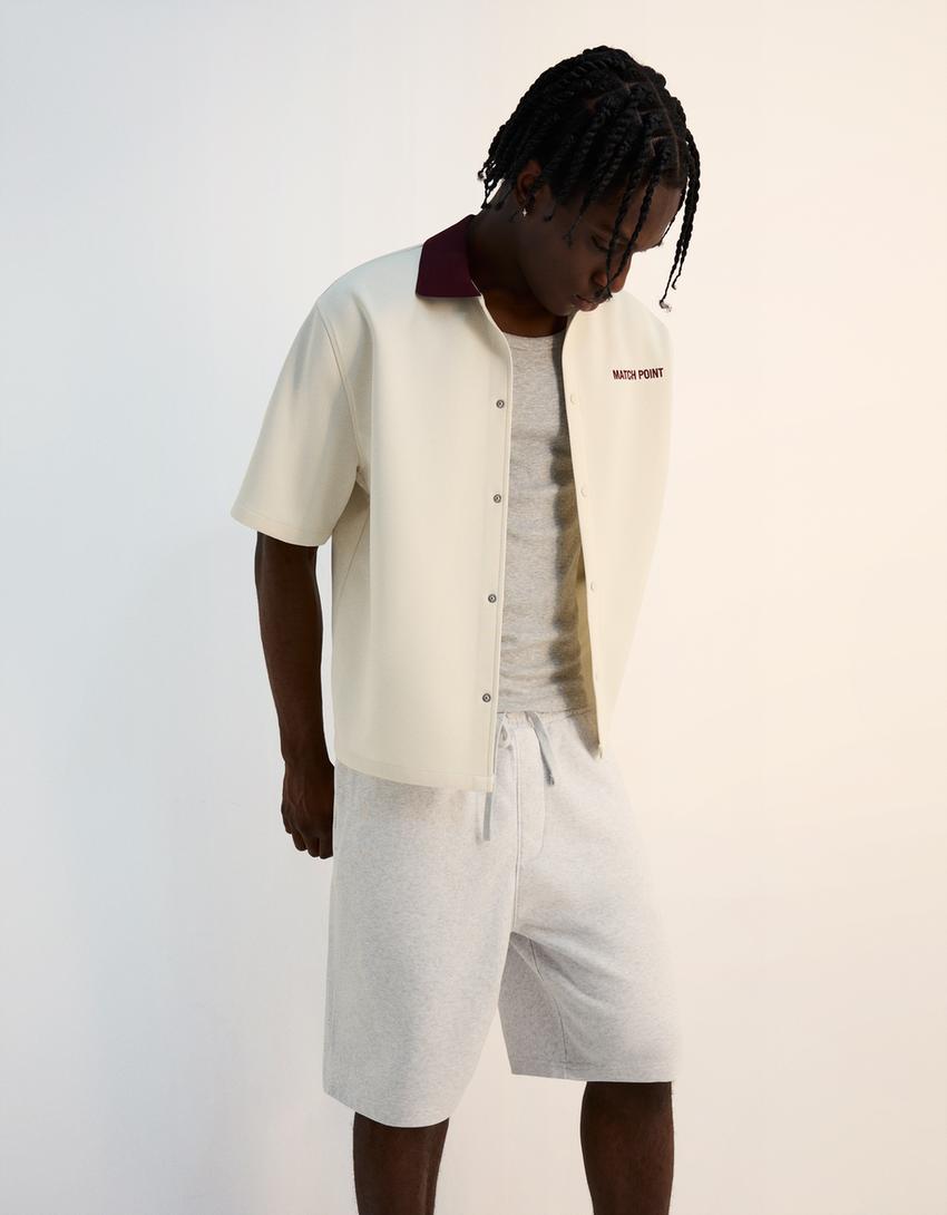 Plush bermuda shorts-Grey-3