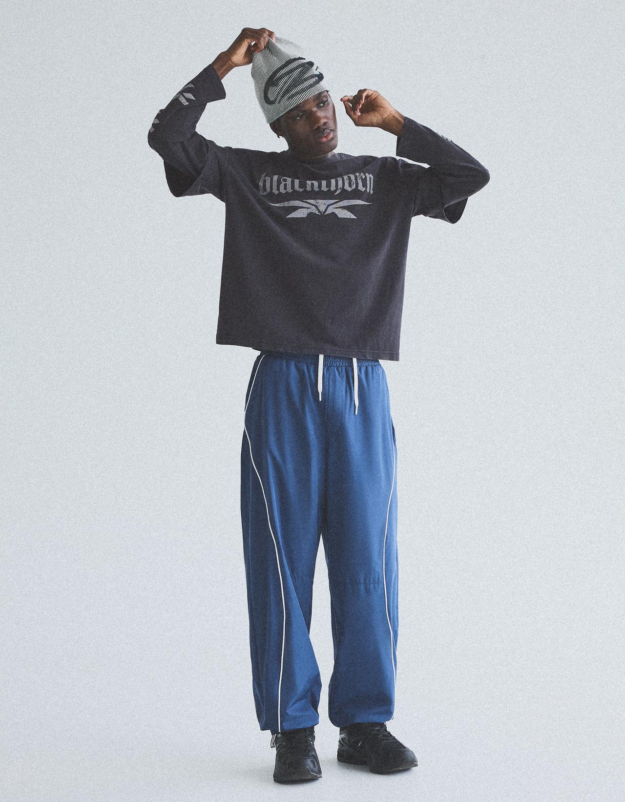 Printed double-sleeve T-shirt — Dark grey