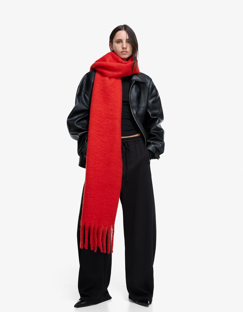 Solid-colored scarf-Red