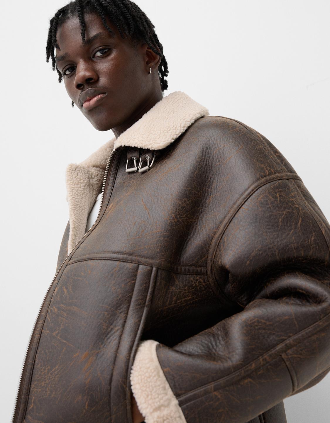 Leather effect boxy fit jacket