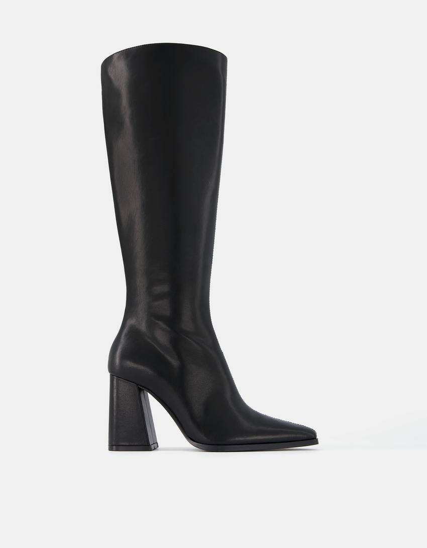 Block heel boots-BLACK