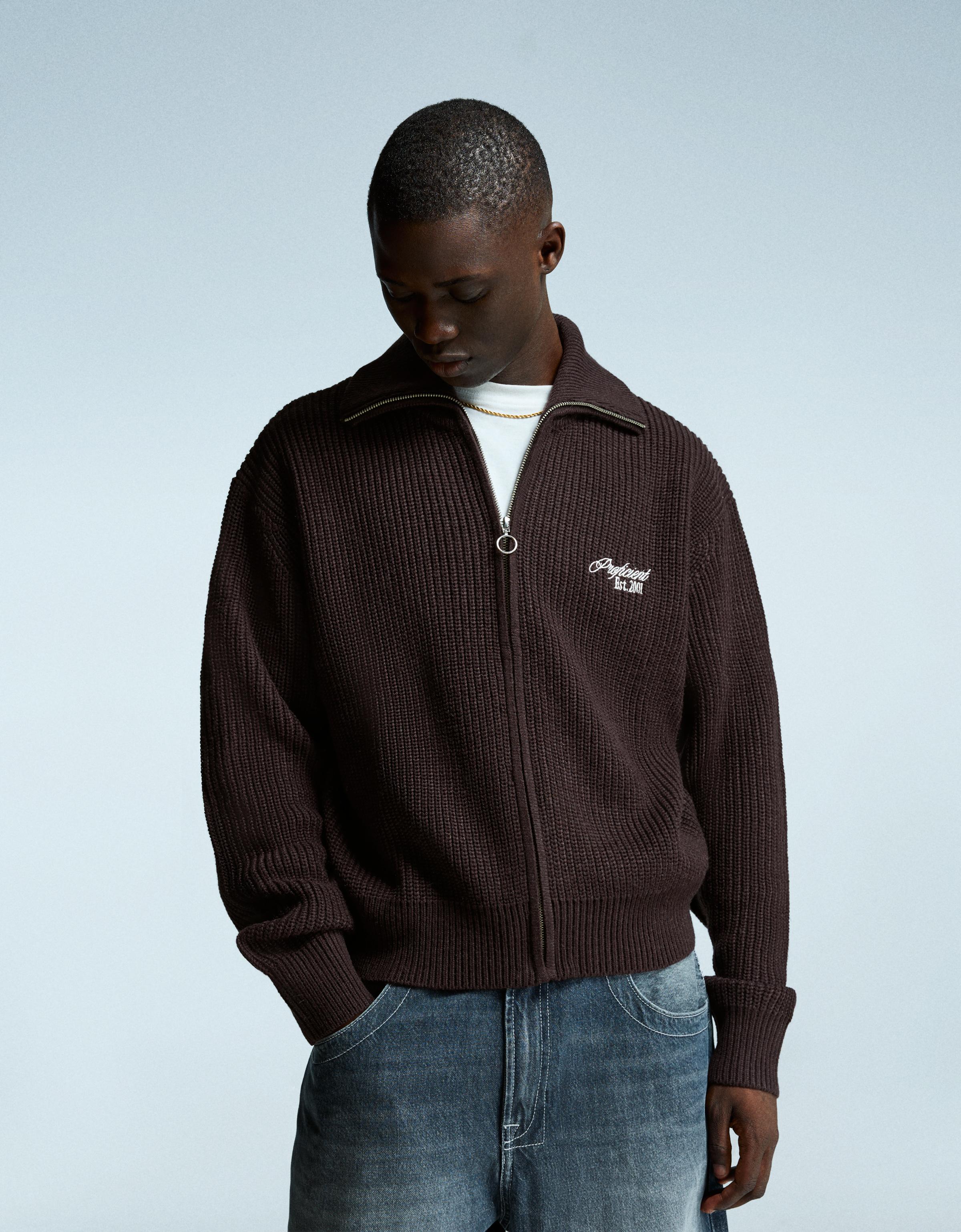 Bershka Jacke Mit Reißverschluss Und Stickerei Herren Xl Braun