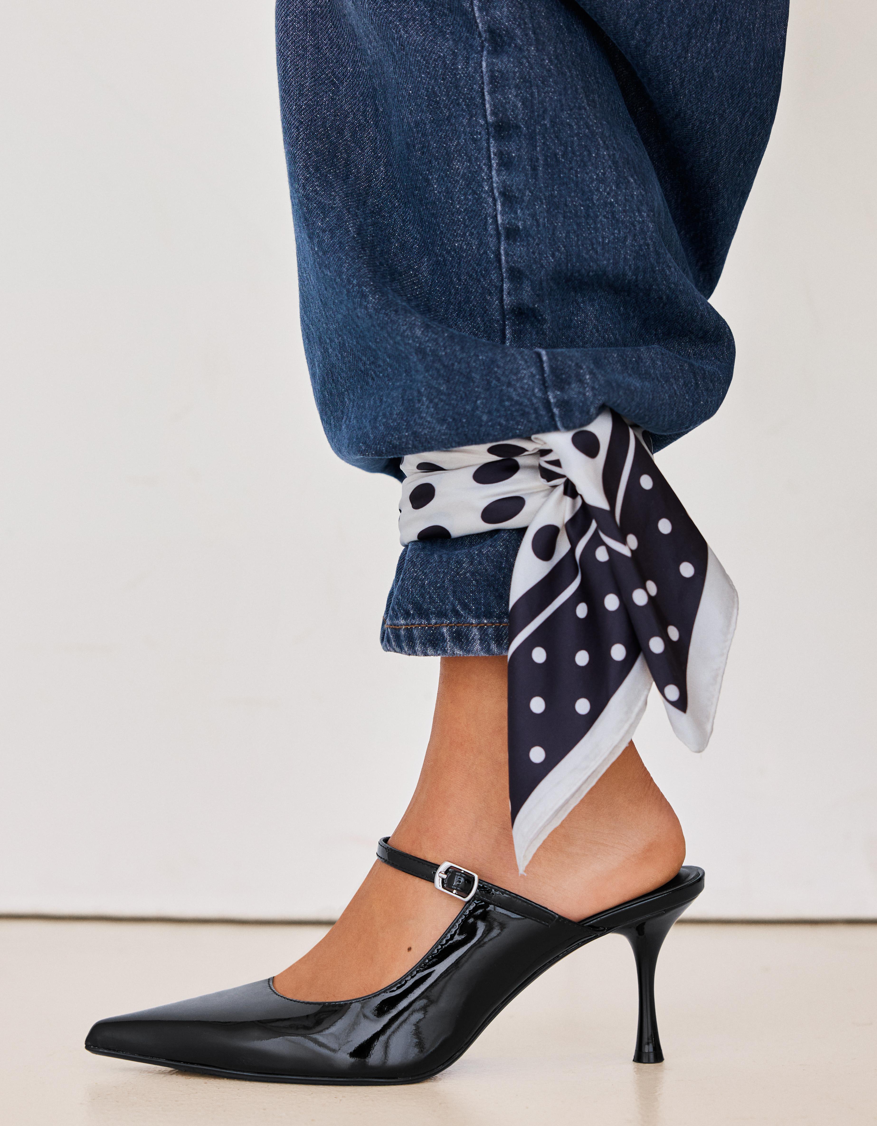 Buckled heeled mule shoes — BLACK