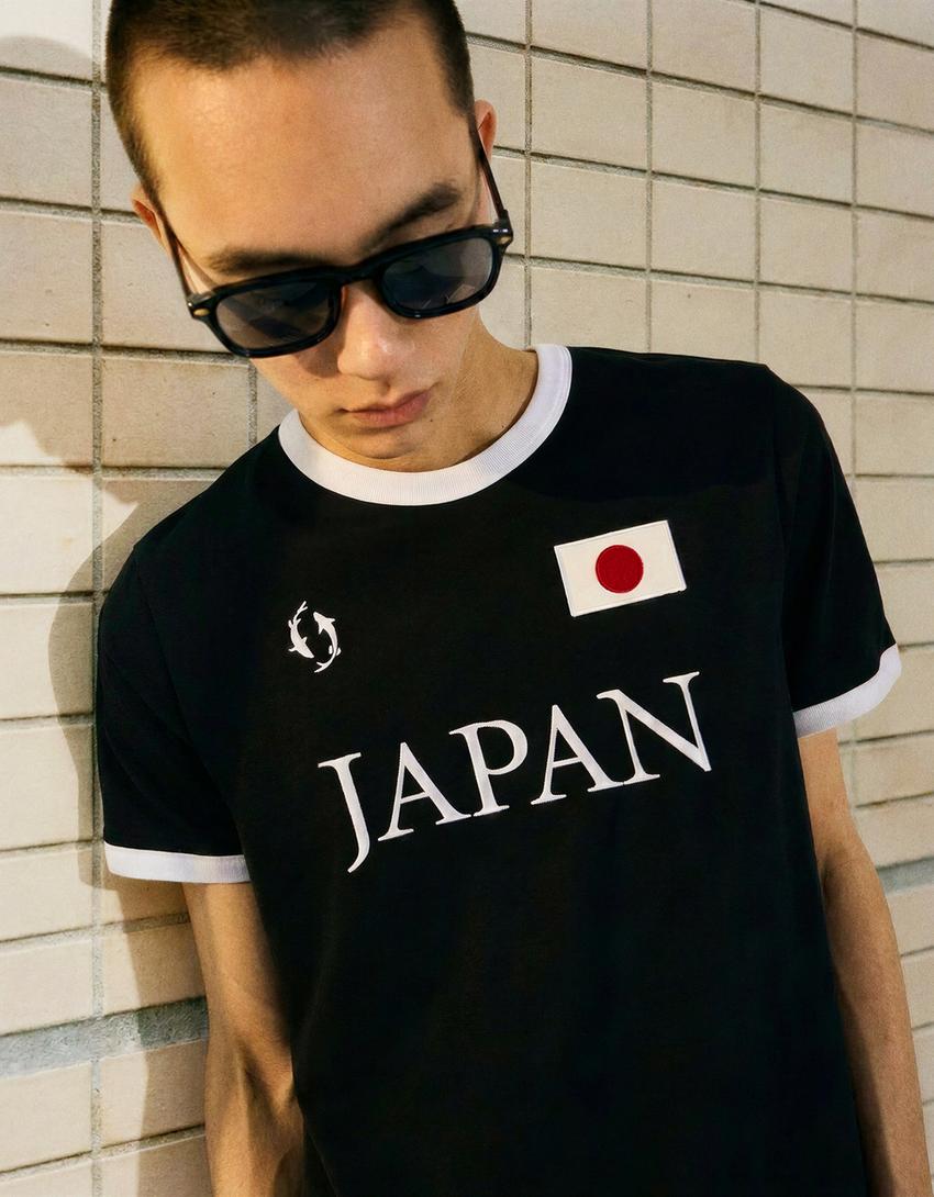 Camiseta slim fit print-Negro
