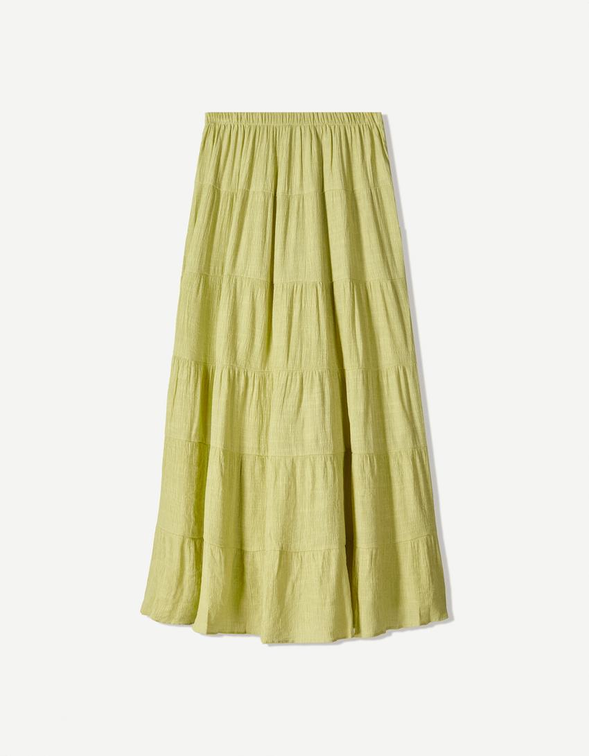 Spódnica maxi w stylu boho-Cytrynowy-4