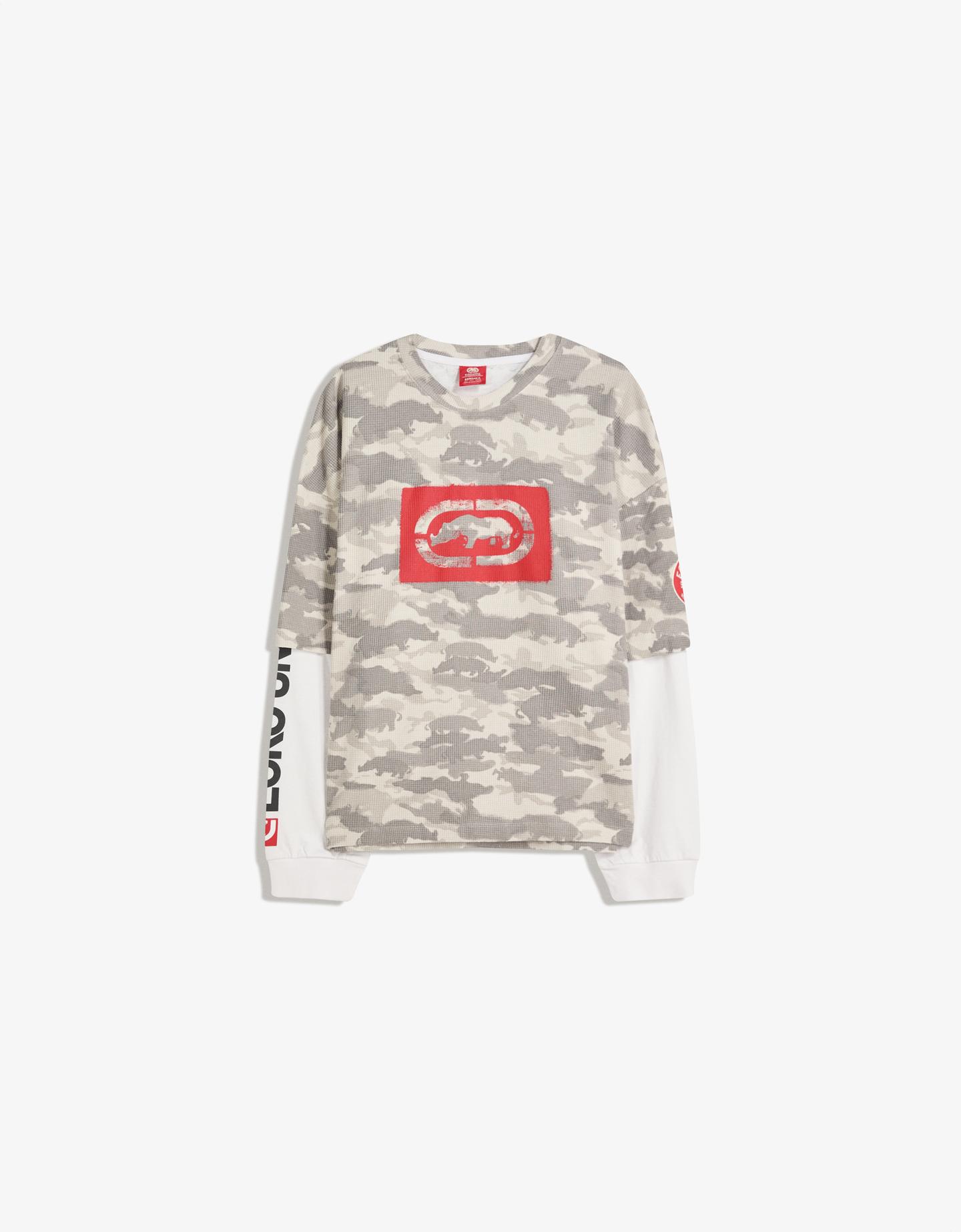 Bershka koszulka ecko unltd z podwójnym rękawem zielony