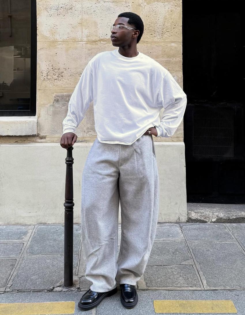 Camiseta manga larga boxy-Blanco roto