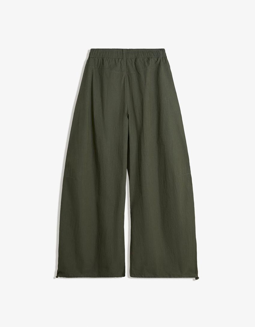Technical balloon parachute pants-Green