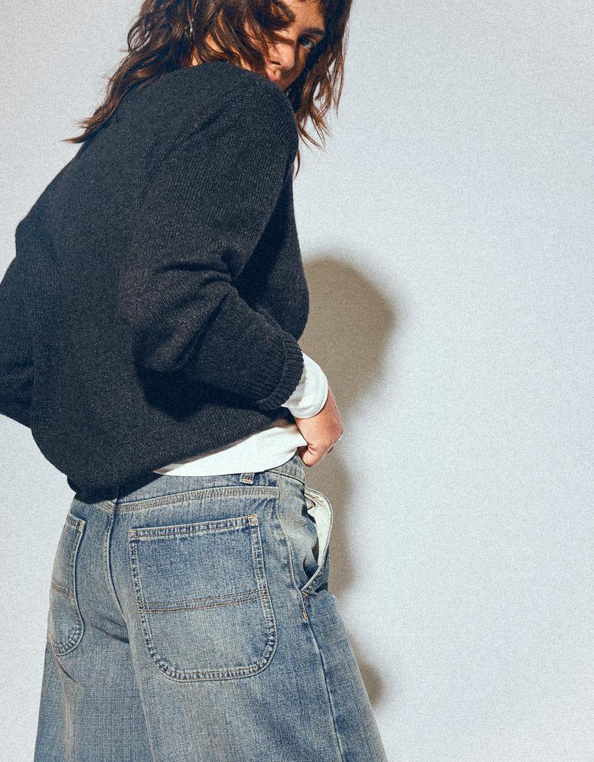 Balloon fit baggy jeans-Light blue