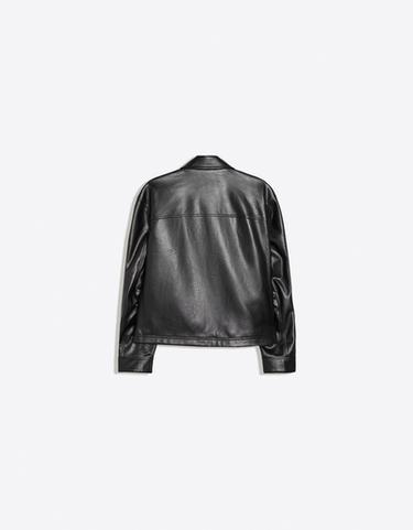 Leather effect jacket with clasps — Black 6