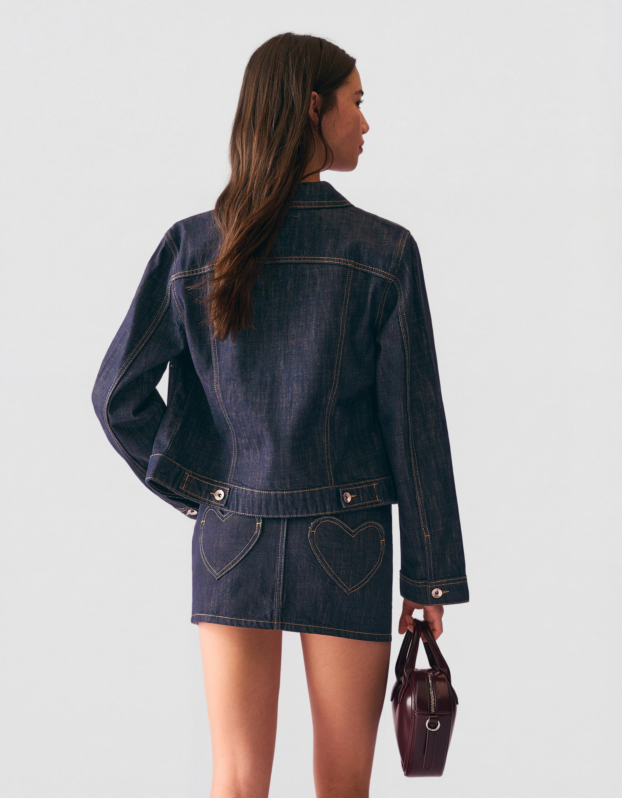 İşlemeli denim mini etek - Görsel 25