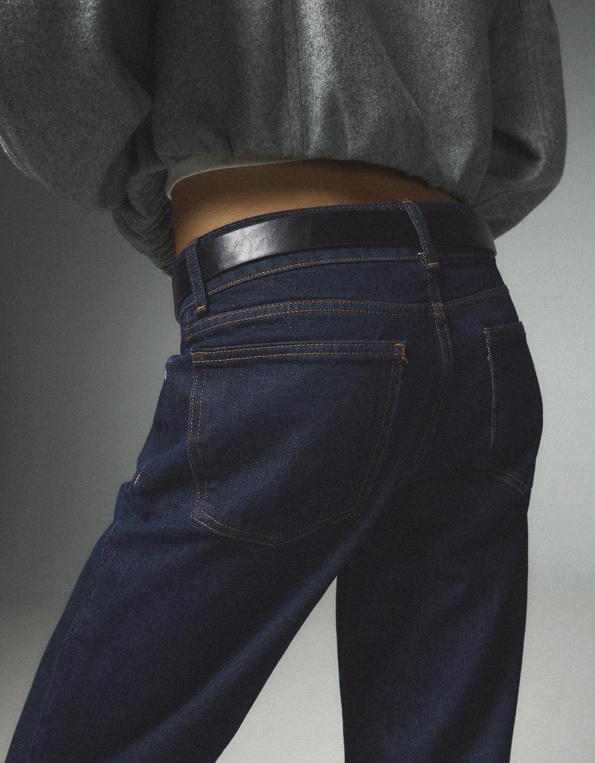 Mid-rise straight jeans-Navy