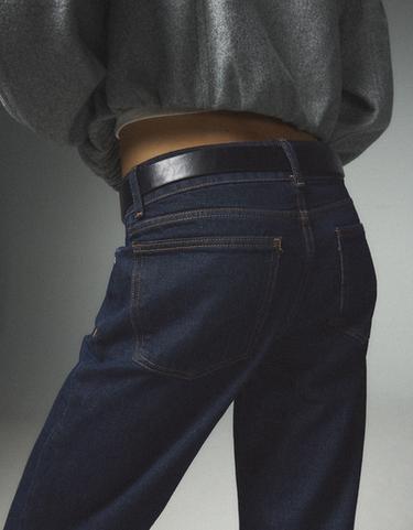 Mid-waist straight-leg turn-up jeans — Navy 4