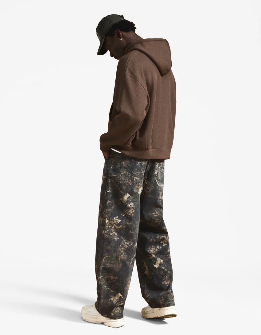 Pantalón superbaggy print-Kaki