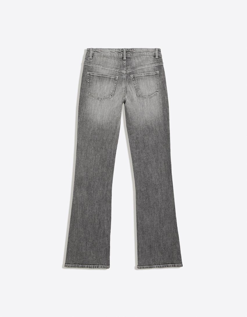 Düşük bel slim fit bootcut jean-Gri