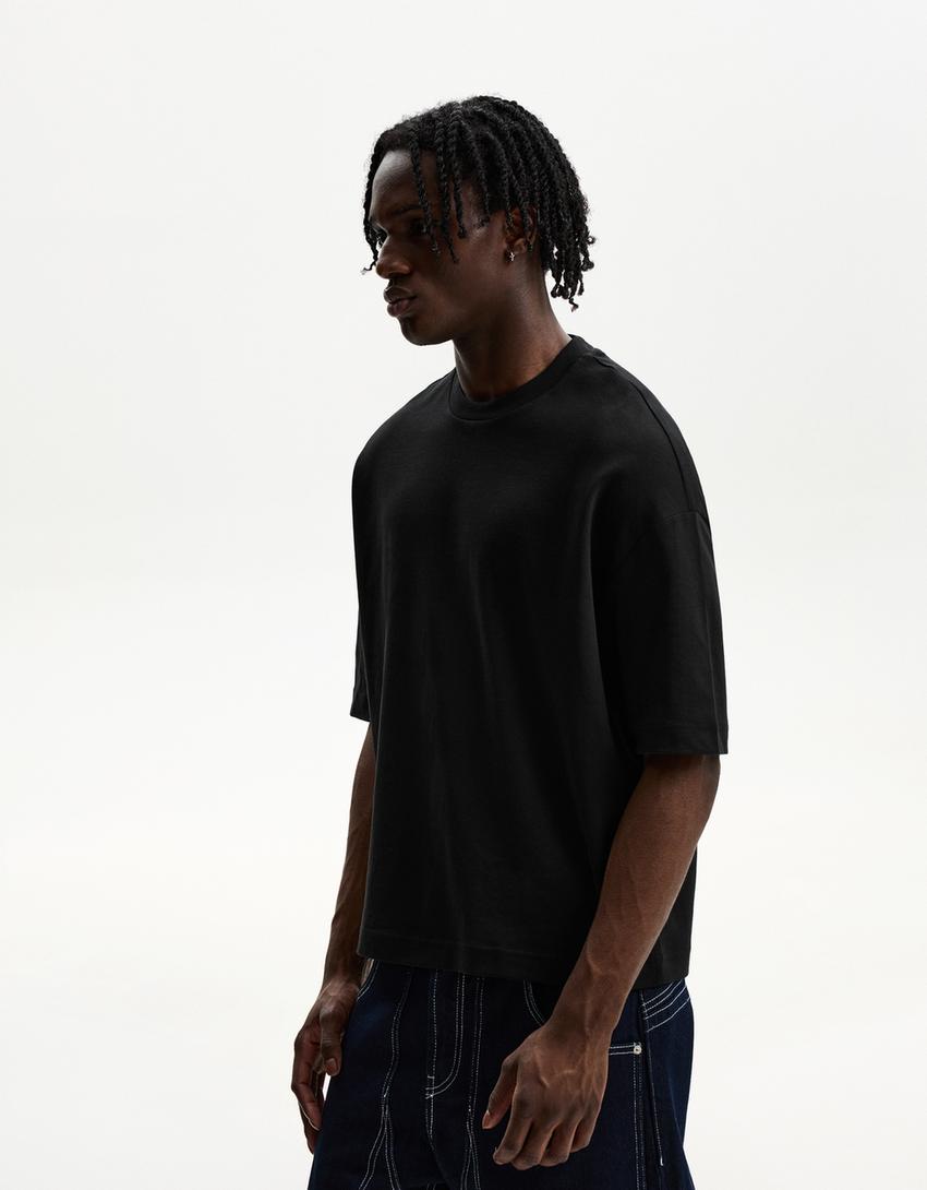 Boxy short sleeve T-shirt-Black
